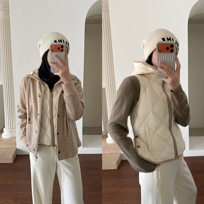 娇阳 三穿！ B**C篙奢牛货！！羊毛外套+90%白鹅绒马甲羽绒两件套