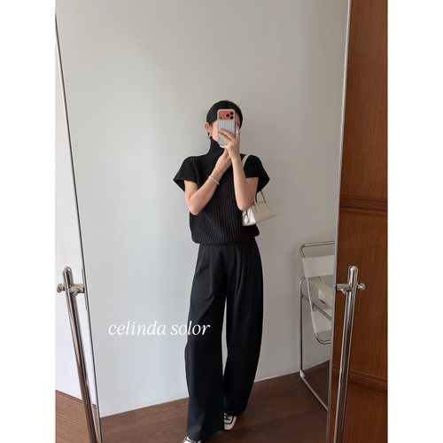 娇阳 一条抵N条！裤型贼有腔调 B*C羊毛混纺秋冬休闲黑时装西裤