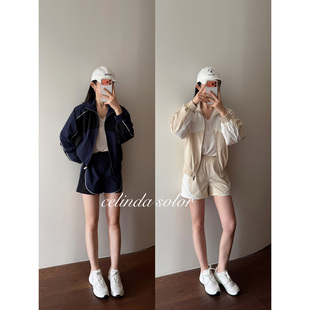 运动套装 娇阳 料子柔软速干排汗撞色外套短裤 是精英感 自留两套