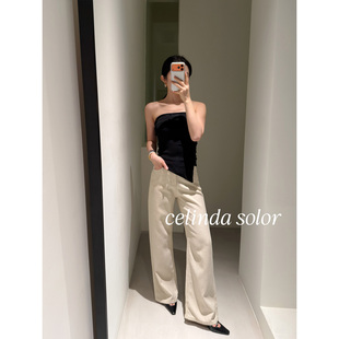 娇阳 L_P篙级感 裤型爆好 柔软垂湎 天丝汉麻直筒牛仔裤