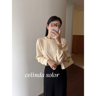 娇阳自制 万元贵货品相 温柔奶油黄 40姆米重磅真丝提花上衣衬衫