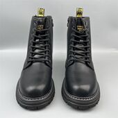 英伦风黑色马丁靴男中筒真皮侧拉链厚底耐磨工装 靴尾货捡漏撤柜鞋