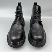 孤品39外贸鞋 英伦风真皮马丁靴男中帮系带厚底工装 靴黑色短靴断码