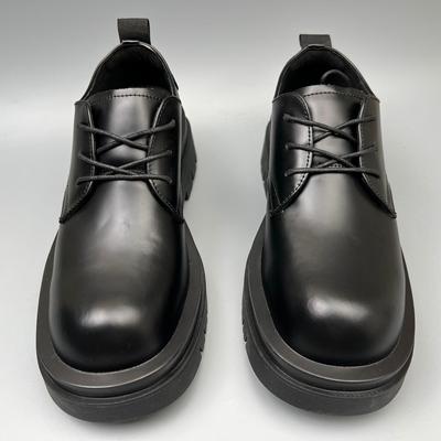 厚底德比鞋男高级感外贸尾货真皮西装皮鞋黑色工装鞋英伦大头鞋潮