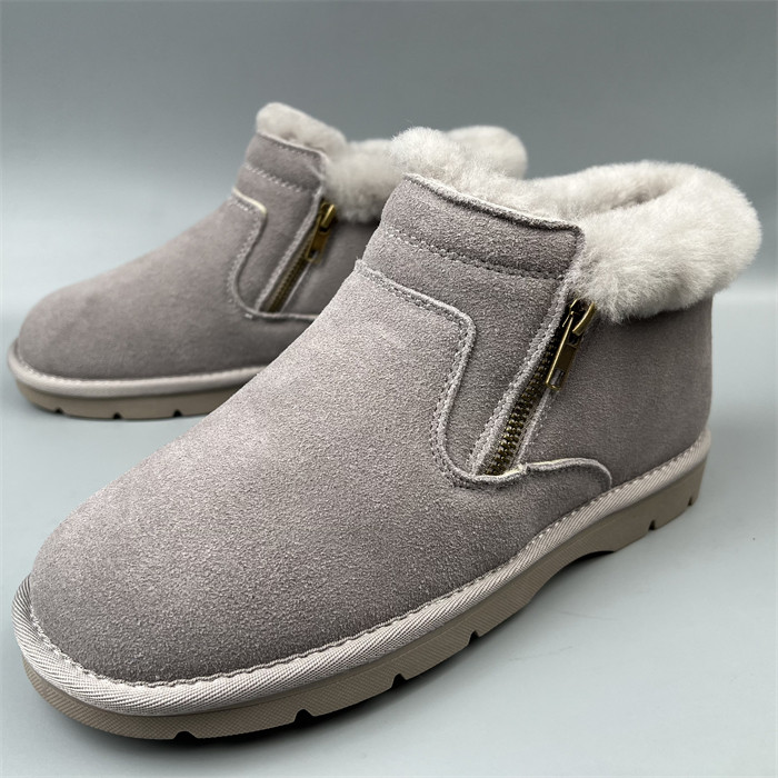 磨砂牛皮雪地靴男女款羊毛超厚抗寒撤柜品牌户外休闲短靴拉链棉鞋