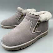 磨砂牛皮雪地靴男女款 羊毛超厚抗寒撤柜品牌户外休闲短靴拉链棉鞋