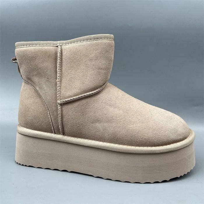 冬季尾货保暖雪地靴男女厚底短靴磨砂皮防寒棉鞋羊毛超厚男靴外贸