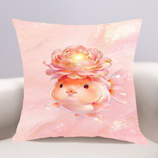 牡丹金鱼十字绣抱枕2026年新款客厅沙发卧室床头靠枕小件手工满绣