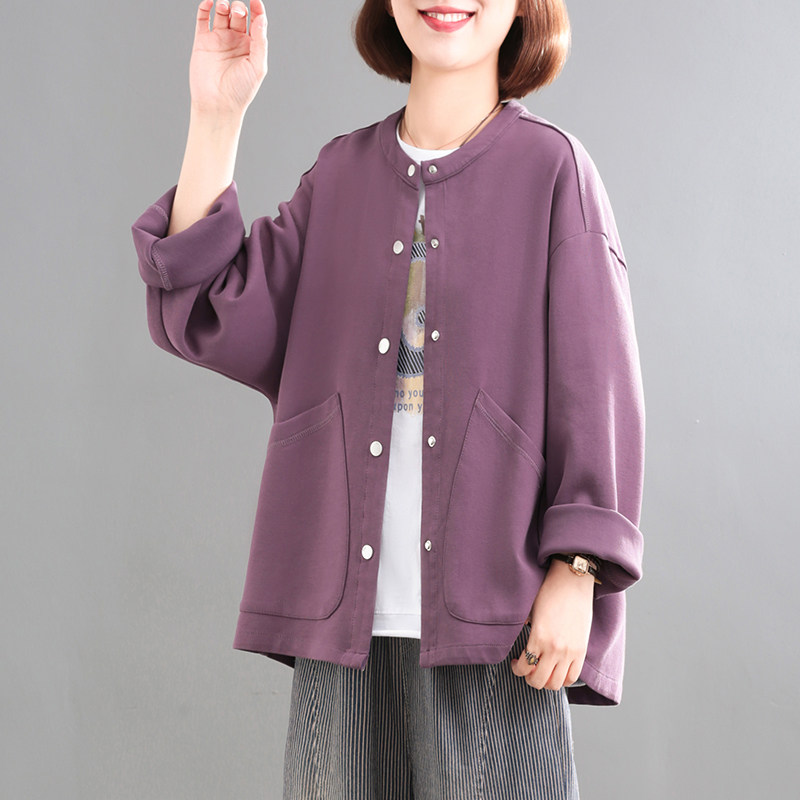 孔雀飞飞春秋韩版大码遮肉纯色简约复古气质休闲外套女2025新款,女装/女士精品,短外套,淘宝优惠券,粉丝福利购,淘宝优惠卷