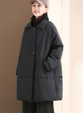 孔雀飞飞 版型爆赞 2025冬装新款韩版大码遮肉中长款女90绒羽绒服