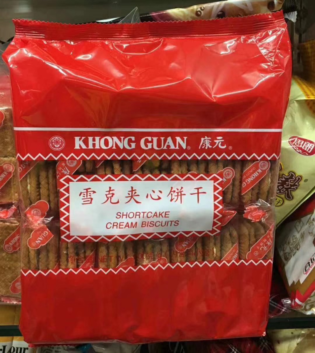 康元khong guan 雪克夹心饼干 独立包装600g*12袋/箱