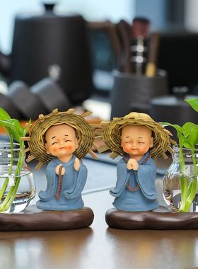 草帽和尚家居摆件玻璃瓶水养植物
