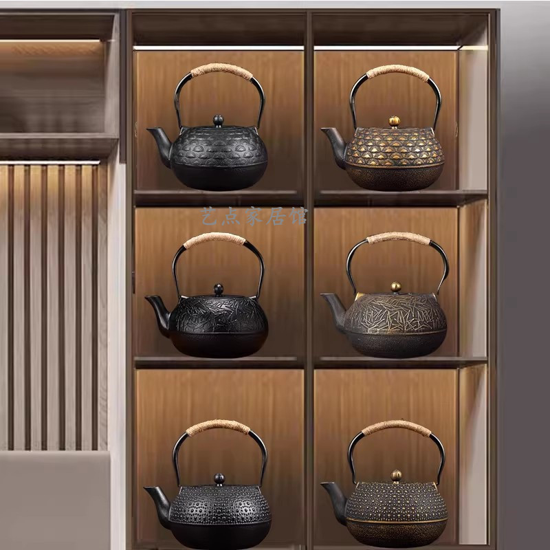 手工铸铁壶新中式大号生铁茶壶大容量烧水壶家用复古茶具装修摆件