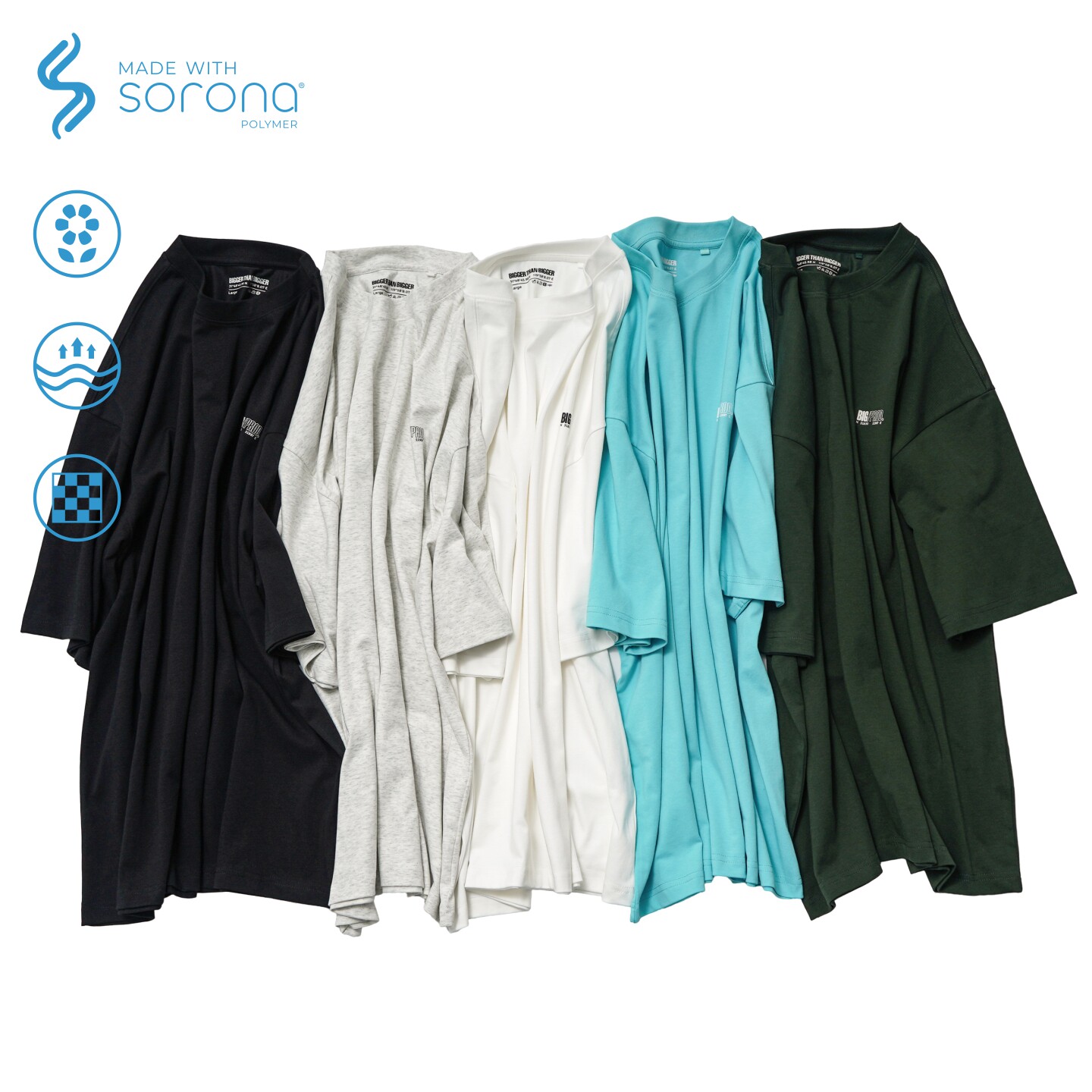 BTB 255G索罗娜sorona抗菌凉感纯色印花宽松圆领短袖T恤打底衫