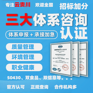 代办三大体系认证9001质量管理14001环境管理45001职业健康等认证