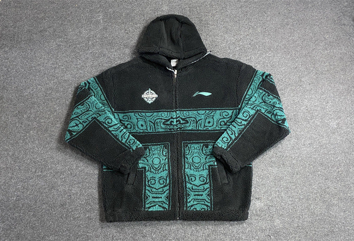 LI NING MENS CBA ALL-STAR BASKETBALL LAMB WOOL HOODED COTTON JACKET PLUS SIZE CARDIGAN SWEATSHIRT SPORTSWEAR AWDQ427