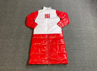 中国李宁纽约时装周走秀款男女长款羽绒服刺绣过年红AYMN203 201