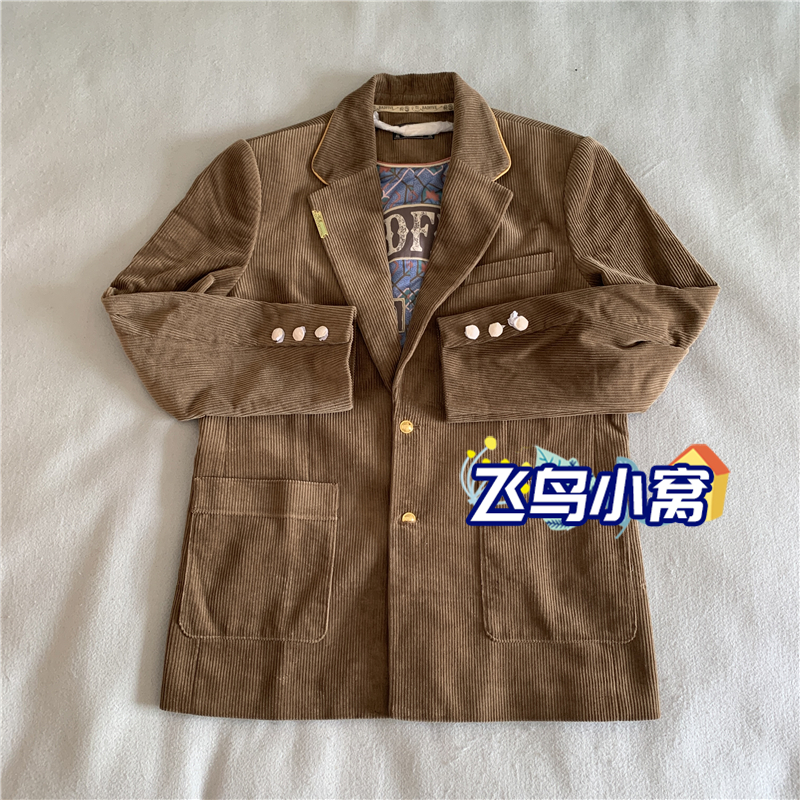 李宁灯芯绒休闲西服外套夹克