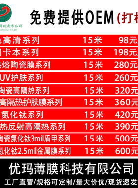 整卷批发汽车玻璃高隔热太阳膜高清防晒防爆陶瓷磁控防晒隐私前侧