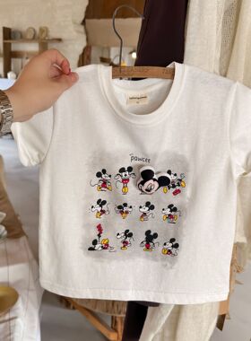 儿童卡通t恤男童夏款2025新品小童长袖上衣宝宝撞色打底女童