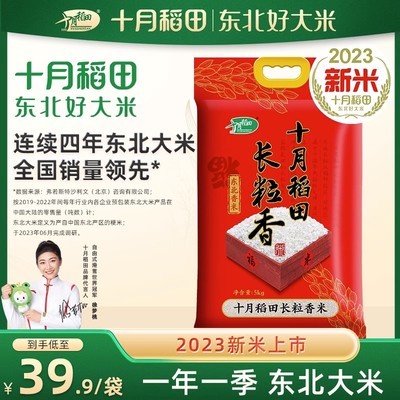 长粒香大米黑龙江新米十月稻田