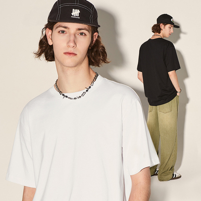 黑白纯色T恤美式西海岸潮牌