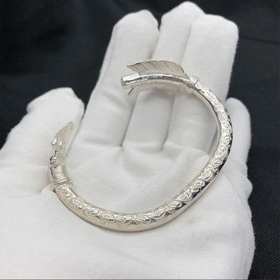 印第安风格箭头纯银手镯定制礼物