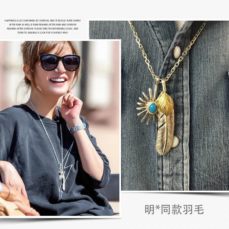 925纯银网红同款手工羽毛项链女高桥项链男纯银套链潮牌女款
