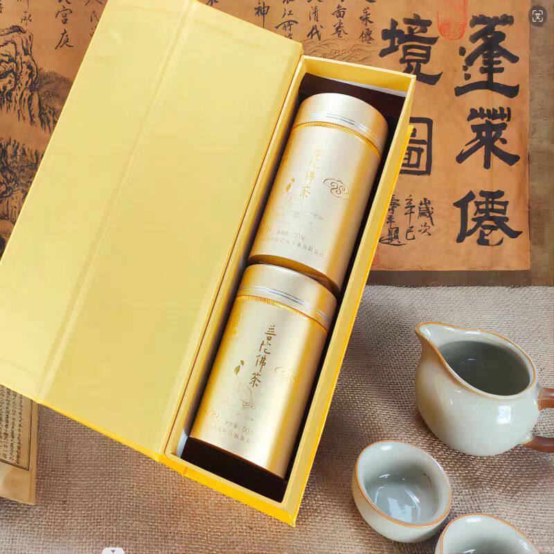 冠素堂法雨茶业普陀佛茶丝绸礼盒特级一等100g装高档包装送礼佳选