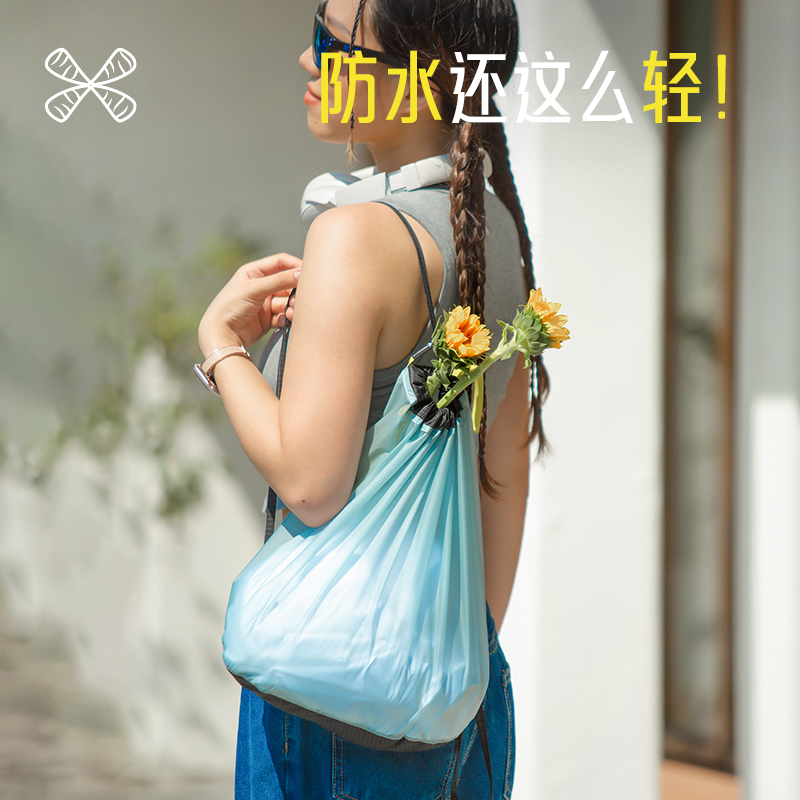 防水抽绳双肩包超轻折叠小背包
