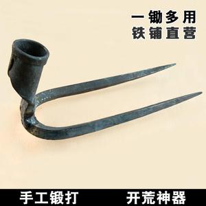 手工锻打二齿耙锄头加大号农用开荒工地挖土园艺户外松土两齿扒
