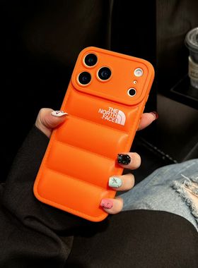 新款适用苹果16/17promax手机壳潮牌iphone15pro保护套橘橙色14镜头全包防摔13高级tpu软外壳男女情侣air特别