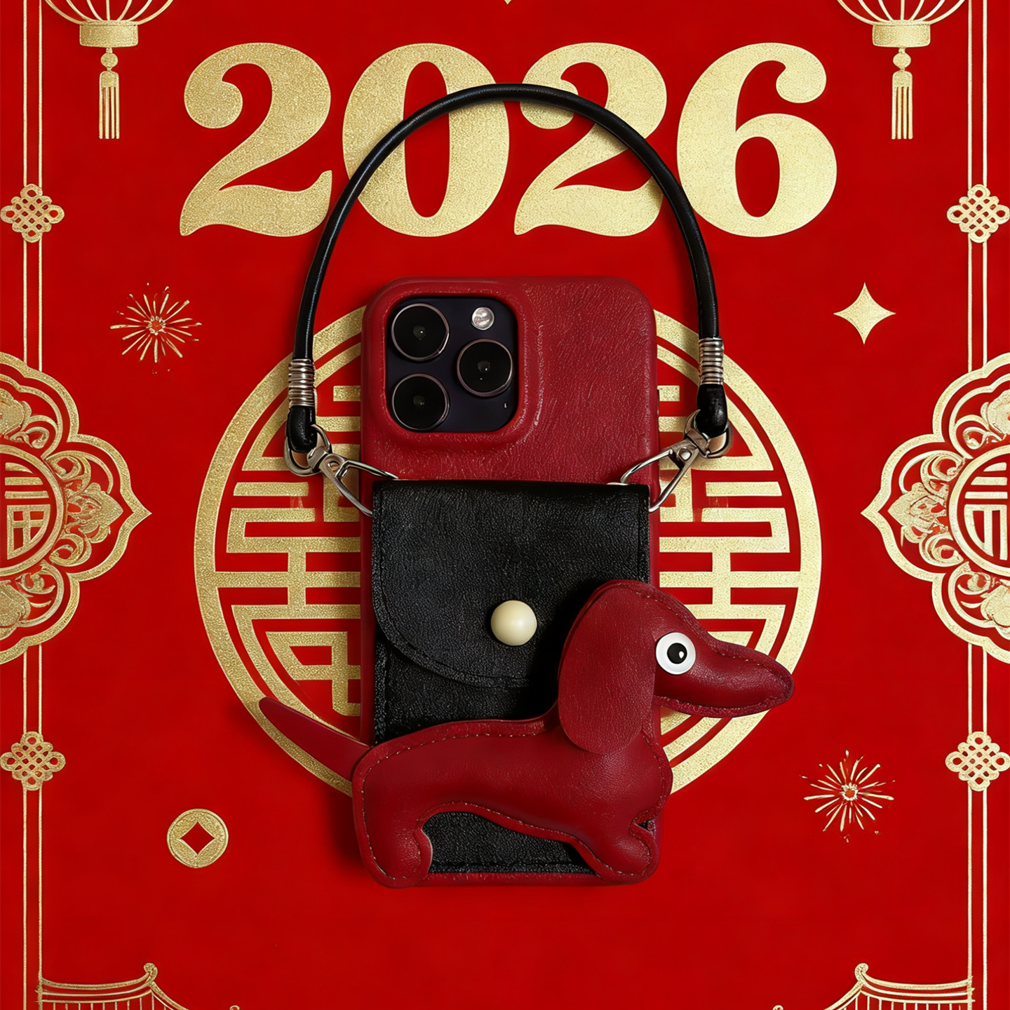 适用苹果17ProMax手机壳红色手斜挂绳零钱包iPhone16pro软胶防摔15保护套皮纹可装卡14p小众高级女13新款喜庆,3C数码配件,手机保护套/壳,淘宝优惠券,粉丝福利购,淘宝优惠卷