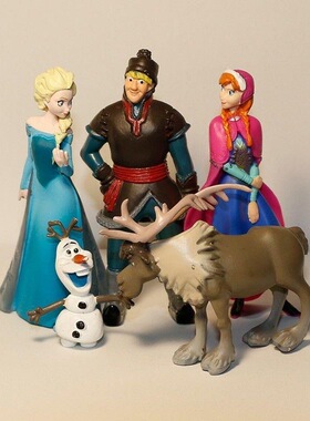 全套6款冰雪奇缘爱莎安娜公主摆件冰雪皇后蛋糕装饰摆件公仔模型