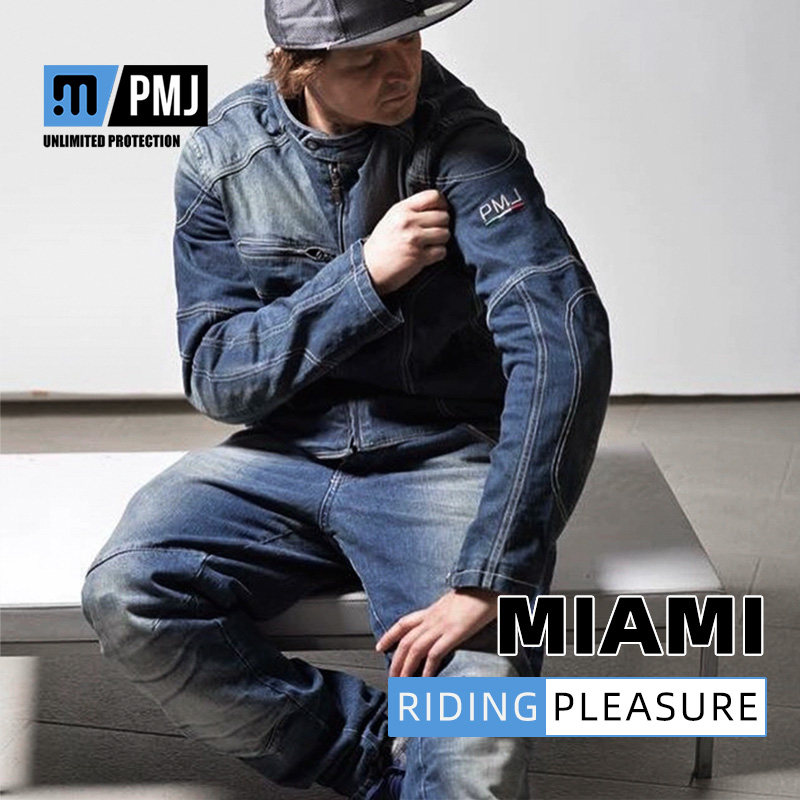 意大利 PMJ Miami 机车 牛仔外套 上衣 凯夫拉 摩托车 骑行服
