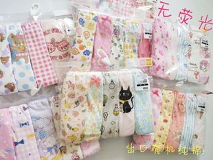 5条装出口日本西松家屋原包装纯棉女童内裤面包裤彩棉卡通无荧光