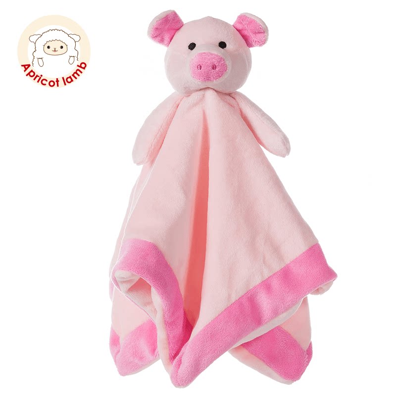 Apricot Lamb粉色小猪安抚巾婴儿可入口宝宝睡眠安抚公仔毛绒玩具