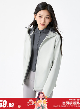 361运动外套女士秋冬季新款加绒连帽风衣外套保暖防泼水女装夹克
