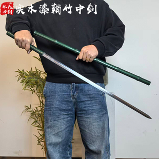 龙泉刀剑一体高锰钢竹中剑实木仿竹节四面剑文玩细剑手杖剑未开刃