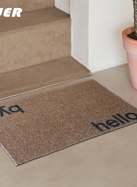 BUER创意文字入户门垫家用丝圈防滑垫pvc可擦洗家用门垫耐磨脚垫