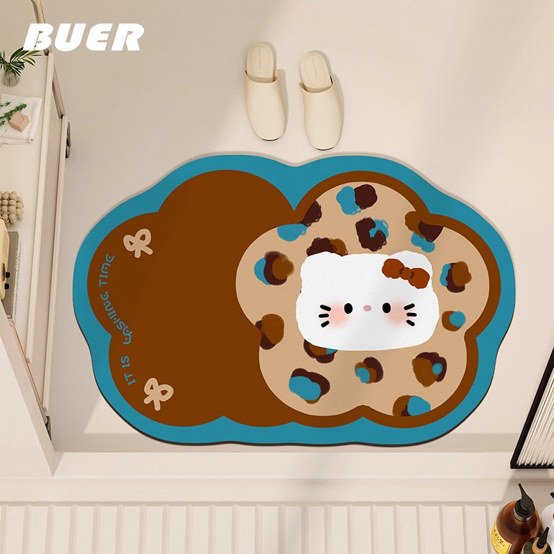 可爱凯蒂浴室地垫硅藻泥吸水软垫卫生间门口吸水防滑垫卫生间地垫