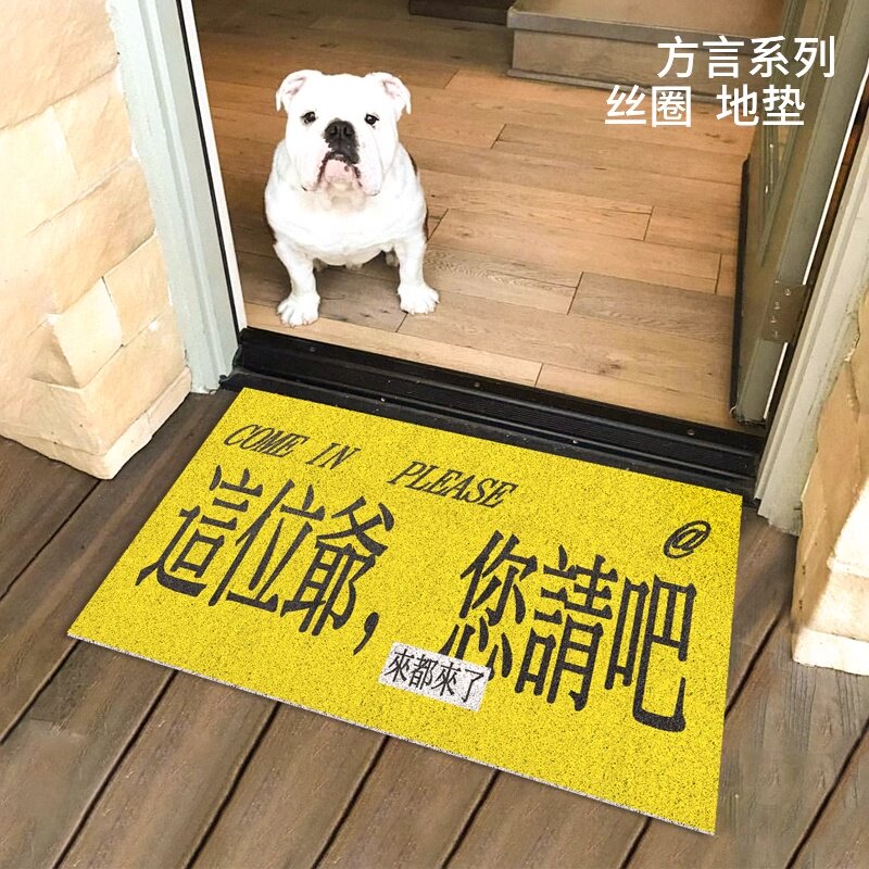 BUER创意文字入户门垫家用丝圈防滑垫pvc可擦洗家用门垫耐磨脚垫