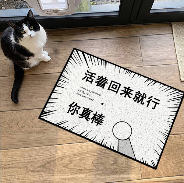 buer活着回来入户门地垫丝圈防滑垫pvc可擦洗家用门垫耐磨脚垫