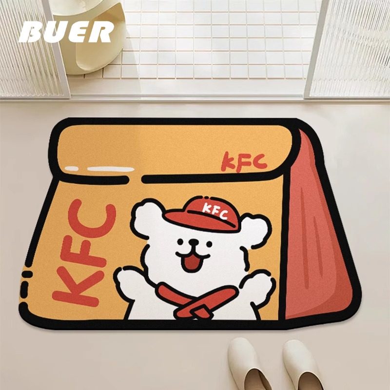 BUER可爱小狗浴室地垫硅藻泥吸水软垫门口吸水防滑垫卫生间地垫