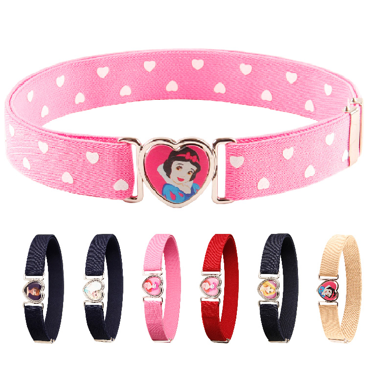 女童女生公主弹力松紧爱心腰带