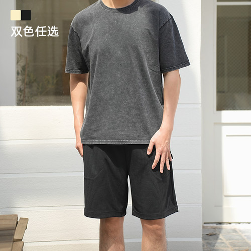 华夫格短裤纯色拉链口袋宽松休闲运动透气KS092/KS096