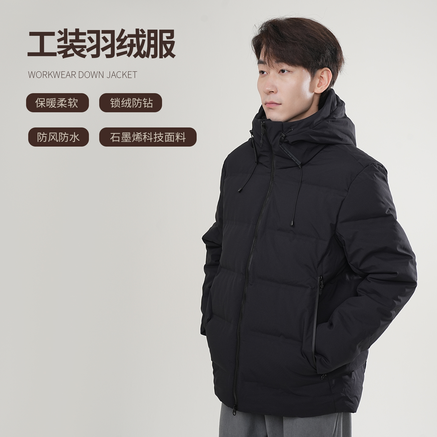 NNID工装羽绒服25年冬季防风防水蓄热抗菌男士保暖外套KS231