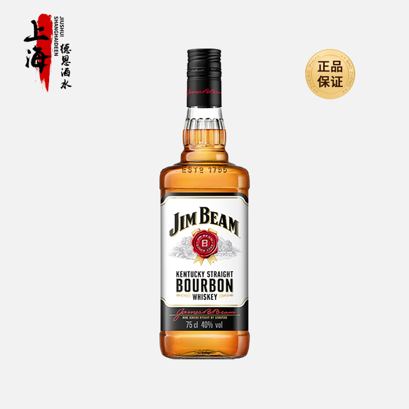 Jim Beam金宾波本威士忌750ml 白占边波旁威士忌美国进口洋酒基酒 酒类 威士忌/Whiskey 原图主图