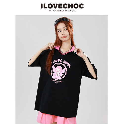 ILOVECHOC纯棉polo领短袖t恤