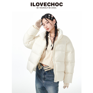 复古羽绒服女过冬厚衣服24新品 ilovechoc三防立领短款 面包服美式